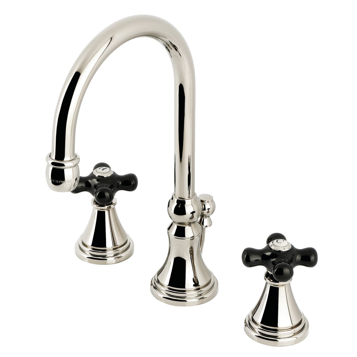 Kingston Tulare KS2986PKX - Duchess Two-Handle 3-Hole Deck Mount Widespread Bathroom Faucet with Brass Pop-Up, Polished Nickel — image 1